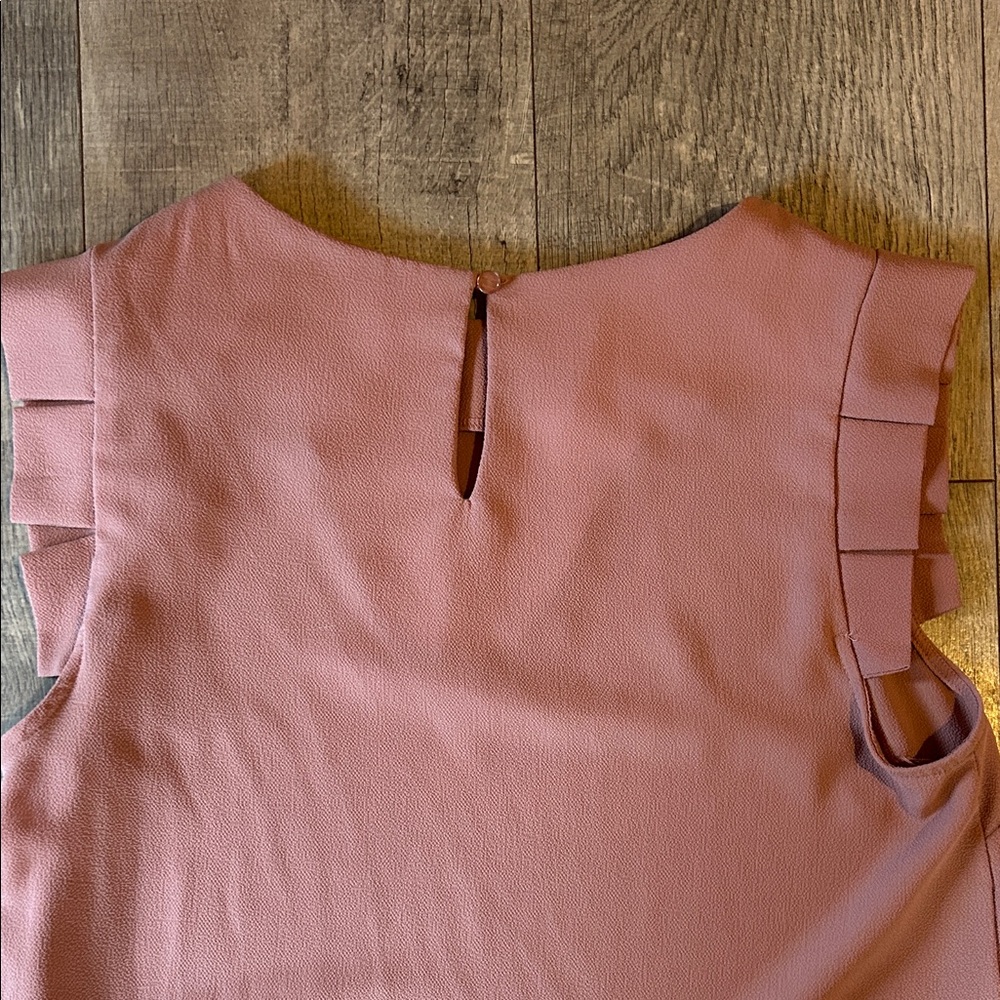Monteau Ruffled Sleeve Blush Blouse - Picture 4 of 5